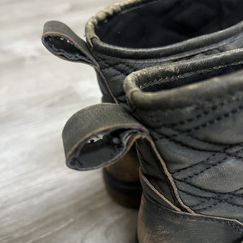 Lucky Brand Booties 7.5 Leather Quilted Nordic Ankle Boots Buckle Boho Western - Picture 6 of 10